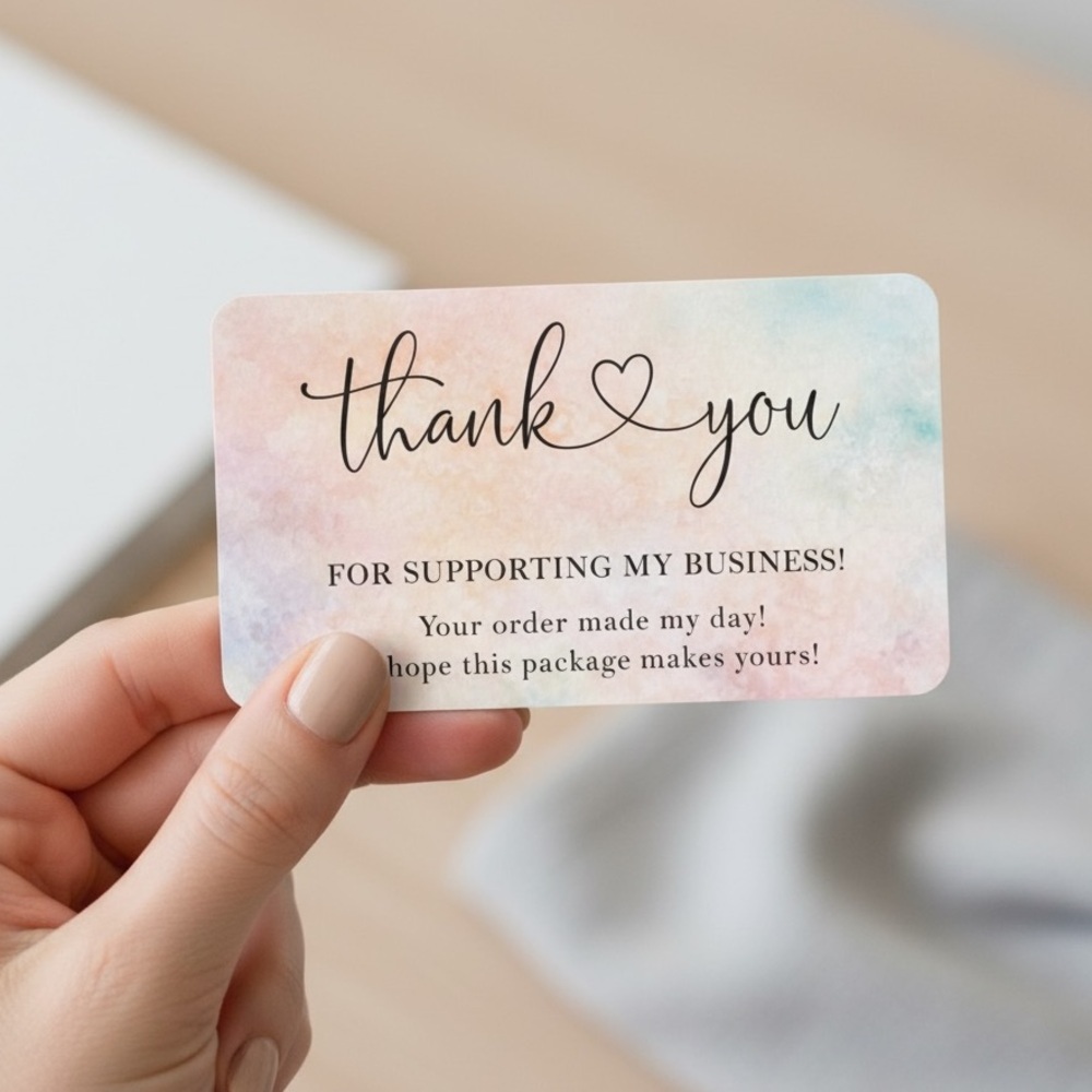 Pastel Watercolor Thank You Cards | 50 pcs | Elegant Small Business Inserts